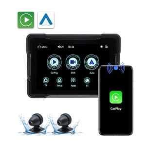 Motosiklet GPS navigasyon sistemi kablosuz CarPlay ile 5 inç dokunmatik ekran/Android oto motosiklet için IPX7 su geçirmez - Product Image 1