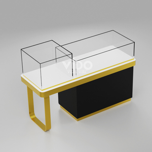 Vitrine d'<span class=keywords><strong>exposition</strong></span> pour bijoux, meuble d'<span class=keywords><strong>exposition</strong></span> de luxe noir et or avec vitre en verre pour boutique de joaillerie - Product Image 4