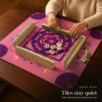 Tapis de jeu carré silencieux pour Mahjong, base en caoutchouc antidérapante, lavable, pour Mahjong, Poker, Domino, Échecs, impression personnalisée