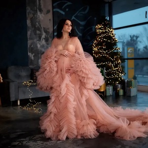 Abito da sposa Boudoir con volant in abito da sposa abito da sposa trasparente Tulle illusione abito da festa lungo abito <span class=keywords><strong>premaman</strong></span> - Product Image 2