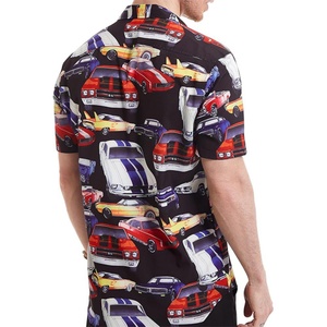 Men's Custom Logo Breathable ODM <b>Stand</b> Collar Food <b>Cars</b> Print Hawaiian Short Sleeve Casual Tropical Funky Button Down Shirt - Product Image 2