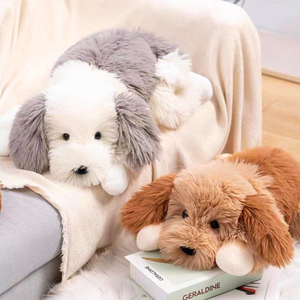 Hot Selling Adorable Long-Haired <strong>Puppy</strong> Stuffed Animal Cute Fluffy Lying Dog Plush Toy Soft Bi-Color Soft Dog Plush Doll - Product Image 1