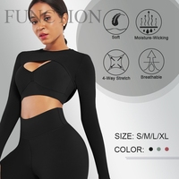 HEXIN Ensemble de gymnastique 3 pièces pour femmes à haute élasticité, respirant et sans couture, vêtements d'entraînement avec motif solide pour le fitness.