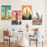 Kit de peinture par numéros SONGWOO personnalisé, 4 pièces encadrées, idéal pour les débutants, création de paysages à la main