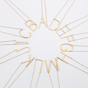 Collier en acier inoxydable avec initiale L, personnalisable, tendance, plaqué or, 18 pouces, accessoires coréens - Product Image 2