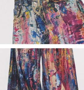 Amerikan Streetwear moda Hip Hop Punk Vibe renkler boya düz kot kadın gevşek rahat Vintage Denim Baggy kot pantolon - Product Image 2