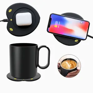 Neue Ankunft Herzform Handy Wireless Ladegerät Multifunktion spad mit Becher wärmer Kaffeetasse Heizung Wireless Phone Ladegerät