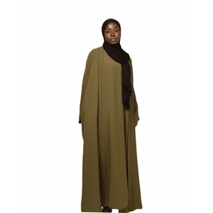 Vert Avocat Couleur Slip Robe Manteau Ensemble <span class=keywords><strong>Abaya</strong></span> Femmes Robe Musulmane Turquie - Product Image 1