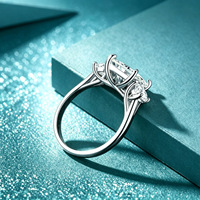 Bague de fiançailles en argent sterling S925 avec trois pierres en moissanite taille princesse couleur D 3 carats, bijoux en gros