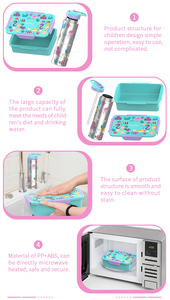 Ensemble de boîtes à lunch bento en plastique sans BPA, mignonnes, pour enfants, avec gourde en acier inoxydable - Product Image 6