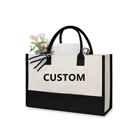 Sac de plage écologique personnalisé avec logo, sac fourre-tout en toile de coton recyclé uni pas cher, sac cadeau monogrammé de Noël, sacs de shopping