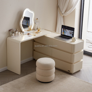 129578 Quanu cermin penyimpanan kapasitas tinggi, meja rias dapat diredupkan dengan cermin dan laci untuk kamar tidur - Product Image 2
