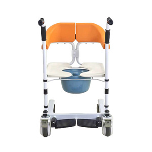 Wheelchair <b>Commode</b> <b>Chair</b> Orange Red With Blue Basin For Elderly And Pregnant Women Bathroom Safety Equipment - Product Image 1