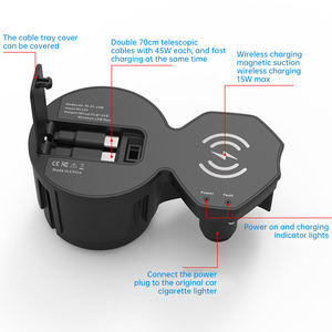 CARSOUL Audi A6L/A7L 2019-2025 <span class=keywords><strong>Chargeur</strong></span> magnétique sans fil 15W MAX Charge rapide 12-24V Allume-cigare Modification Dock Lossless - Product Image 5