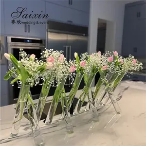 ZT-223 Wedding Decor Centerpiece Flower Vase 3 pcs Set Rose Flower Glass Cylinder Vase Stand