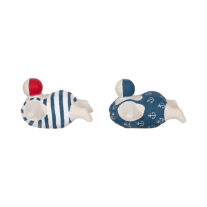 Set di statuette di nuotatori costieri, scultura decorativa con motivo a ancora a righe bianche e blu, per la casa, il bagno, l'ufficio, il soggiorno - Product Image 1
