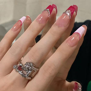 Faux ongles de ballerine en <span class=keywords><strong>strass</strong></span> conçus et bon marché, faux ongles par pression, cercueil de ballerine, ongles de marque privée mi-longs pour femmes - Product Image 2