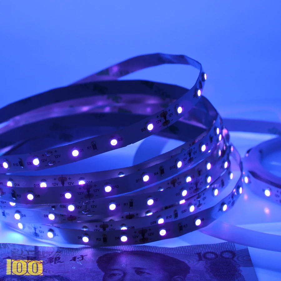 12V 24V LED UV Light Strip Kit, 5M Ultraviolet 5050 60LEDs/m 395nm Led Light for DJ Bar Club Party Decoration Night Fishing