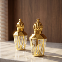Flacon de parfum de 12 ml, bouteille conique à épaules dorées facettées, avec applicateur à bille et vaporisateur, rechargeable, pour échantillon de voyage ou cadeau