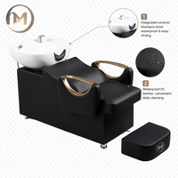 Offres Spéciales ergonomie à la mode imperméable en cuir PU or accoudoir shampooing chaise avec salon de coiffure