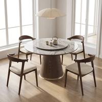 Table à manger extensible en pierre frittée blanche de luxe, pieds en bois, capacité 8-10 personnes, mobilier de salle à manger pour villa, hôtel, restaurant