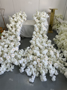 IFG Silk <strong>Artificial</strong> <strong>Flower</strong> Made Luxury Rose Cherry Blossom Cascading White Sofa <strong>Flower</strong> Runner for Wedding Decor - Product Image 5