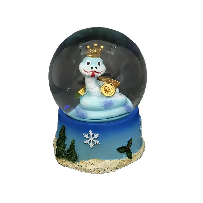 Benutzer definierte Sternzeichen Dekoration Souvenir Harz Handwerk 3D Schlange Kristall Mini Schneekugel Ball für Weihnachts geschenk