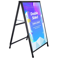 Papan Reklame Trotoar A-Frame Aluminium Persegi Panjang Dua Sisi Portabel Tahan Air untuk Dalam Ruangan, Cetak UV 25mm Warna Hitam