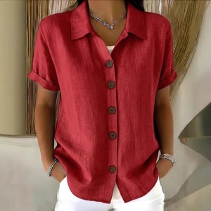 <span class=keywords><strong>Camicia</strong></span> da <span class=keywords><strong>Donna</strong></span> Casual Comoda in Cotone e <span class=keywords><strong>Lino</strong></span> Lavabile a Maniche Corte con Bottoni - Product Image 1