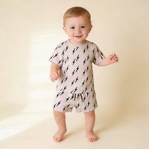 Ensemble de vêtements pour bébé garçon, shorts et chemises à motif de foudre, pour garçons de 4 à 12 <span class=keywords><strong>mois</strong></span>, nouveau-né - Product Image 3