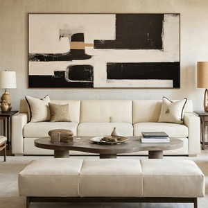 Tranh vải trừu tượng màu đen lớn, tranh thủ công nguyên bản, tranh tường phong cách wabi-sabi màu nâu, trang trí tường nhà trung tính - Product Image 4