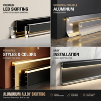 Zócalo de Pared de Aluminio con LED, Moldura Decorativa |   Perfil de Tira de Luz LED Metálica para Decoración de Interiores 6cm 8cm 10cm 12cm 15cm