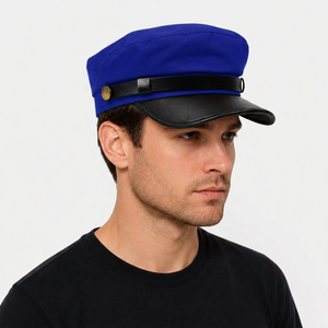 <b>Berets</b> Camouflage PU Leather Breathable Jersey Fabric Hand Embroidery Flat Top Baseball Hat Adjustable Strap Unisex Four Seasons - Product Image 6