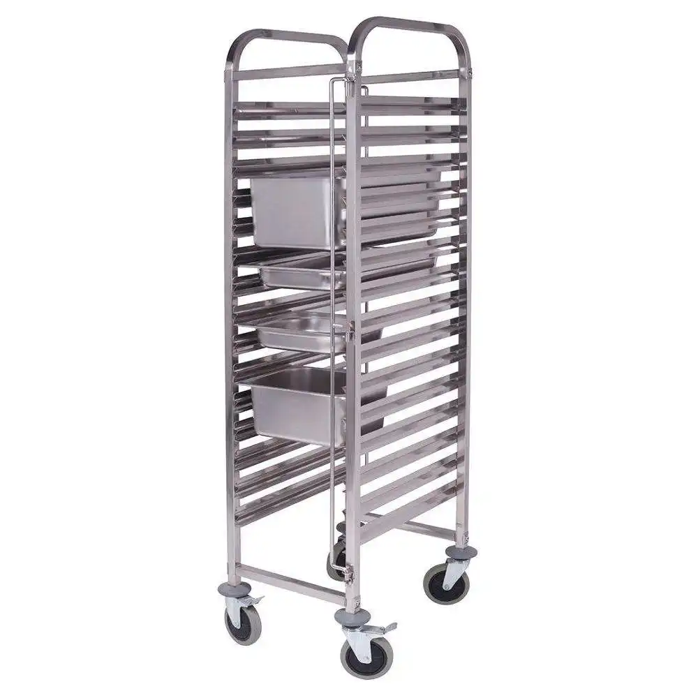 Industrial food grade stainless steel drying rack trolley kitchen food storage rack shelving units with castor