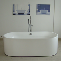Ventes chaudes, baignoire autoportante en acrylique portable pour hôtel, avec drain, design moderne