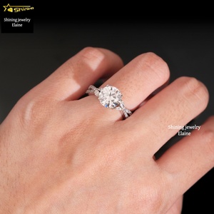 फैशन गहने पास हीरे की अंगूठी गहने महिलाओं डी रंग VVs मोइससानाइट 925 स्टर्लिंग चांदी की अंगूठी - Product Image 6