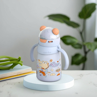 Biberon isotherme OEM ODM mignon de 400 ml en acier inoxydable à double paroi, anti-fuite, avec paille pour enfant