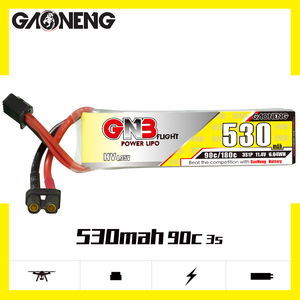 Batería Gaoneng FPV 3S 11.4V HV 450-530mAh 90C Lipo para Powerwhoop, Mpxx, Dron sin Escobillas, Kingkong, Tiny7, Beta75s - Product Image 3