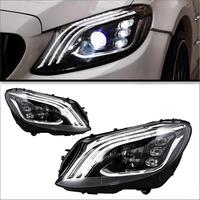 Phares avant modifiés pour Mercedes-Benz Classe C W205 2015-2022, 12V, avec feux de jour LED Maybach et clignotants dynamiques