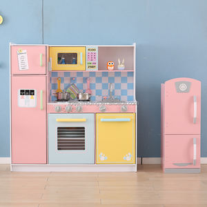 Cuisine de jeu en bois vintage aux couleurs pastel pour enfants avec four, robinet, brûleur et accessoires de cuisine - Product Image 2