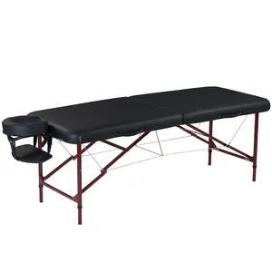 MHP 28" Zephyr factory Custom Folding Foldable Steel Black PU Leather Aluminum Massage Table Metal Massage Bed Tattoo Table