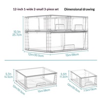 Boîte de rangement pour télécommandes en plastique, modèles 1 large et 2 petits, rectangulaire, avec couvercle pliable, empilable et amovible, pour rangement polyvalent (type armoire)