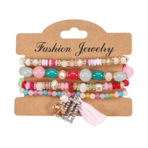 Fashion <b>Beaded</b> <b>Bracelets</b> Set Multilayer Tassel Charm Women's Bohemia Style Gift Jewelry Acrylic Resin Pearl <b>Bracelets</b> - Product Image 5