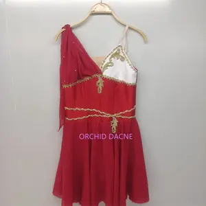 Trajes de dança lírica vermelho chiffon cupido para crianças, meninas e mulheres, tamanho personalizado, tamanho personalizado, moda adulto, cor personalizada, para performance de balé