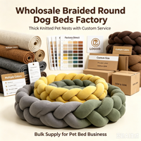 Coussin de couchage confortable en tricot tressé doux pour chiens et chats, tissé à la main, tailles XL, L, M, S, vente en gros, OEM, ODM