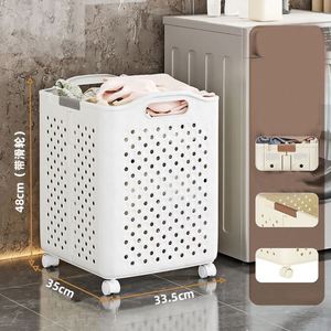 Panier à linge pliable grande capacité Maxfree avec roulettes pour la maison et la salle de bain, idéal pour les vêtements sales - Product Image 3