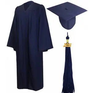 Robe de remise des diplômes, 12 couleurs, bleu mat, ensemble de bonnets et de pampilles pour les lycéens, 2022