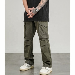 Abbigliamento da strada con etichetta personalizzata Drop Ship Stock Stock di Jeans a zampa d'<span class=keywords><strong>uomo</strong></span> <span class=keywords><strong>neri</strong></span> impilati - Product Image 1