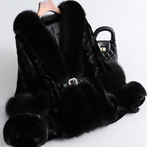 <span class=keywords><strong>Trench</strong></span> Invernale di Lusso da <span class=keywords><strong>Donna</strong></span> con Collo in Vera Pelliccia di Volpe e Visone Giacca Casual di Alta Gamma Importata con Fodera in Poliestere - Product Image 4