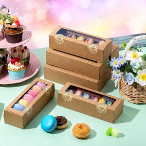 Boîtes à macarons avec fenêtre, boîtes à biscuits avec autocollants, contenants cadeaux longs pour la Saint-Valentin, pour chocolats enrobés - Product Image 5
